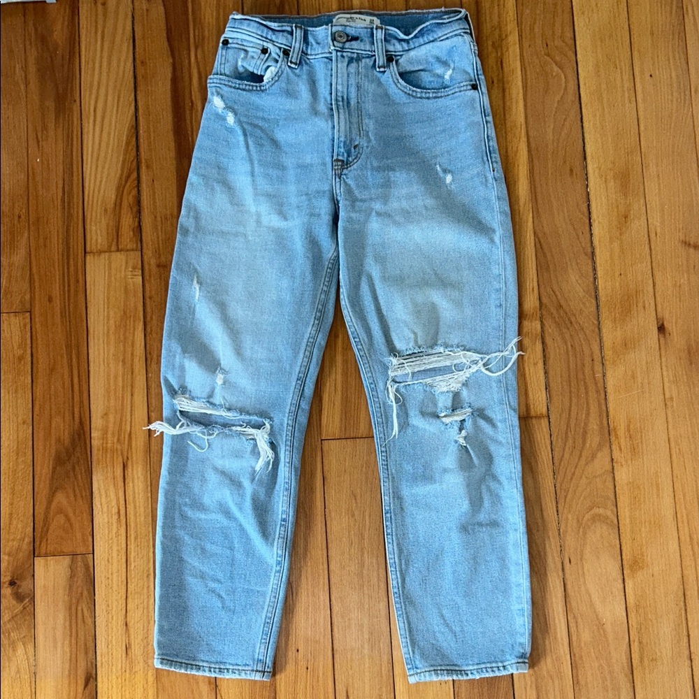 Abercrombie Distressed High Waisted Mom Jean
